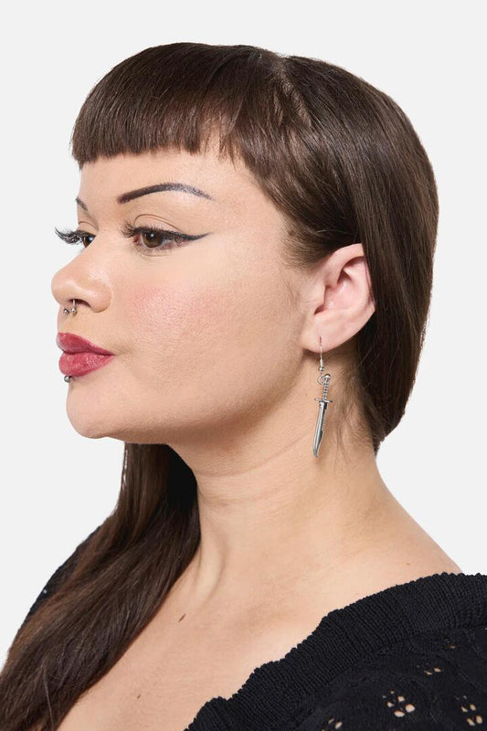 Image of Earrings. Productname: Dagger Earrings in Silver colour by brand - Dangerfield