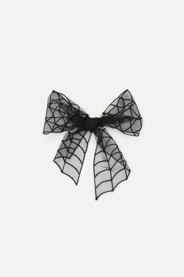 Image of Hair Accessories. Productname: Spider Web Bow Hair Clip in Black colour by brand - Dangerfield