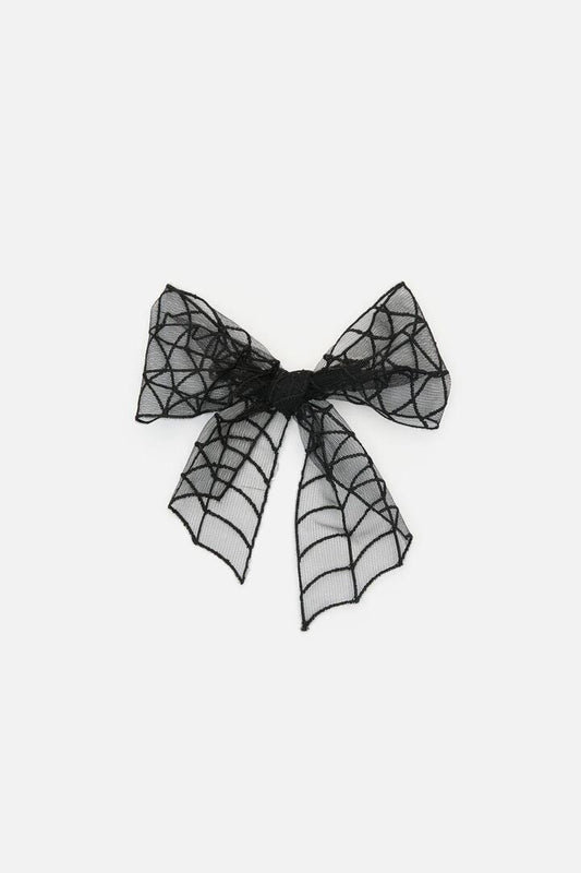Image of Hair Accessories. Productname: Spider Web Bow Hair Clip in Black colour by brand - Dangerfield