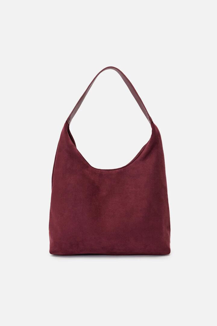 Image of Bags. Productname: Faux Suede Slouch Bag in Burgundy colour by brand - Princess Highway