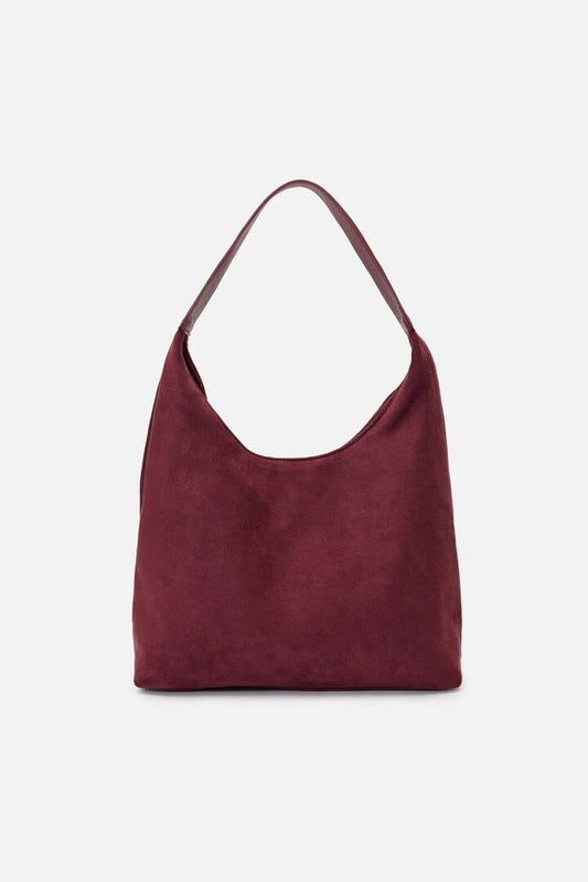 Image of Bags. Productname: Faux Suede Slouch Bag in Burgundy colour by brand - Princess Highway