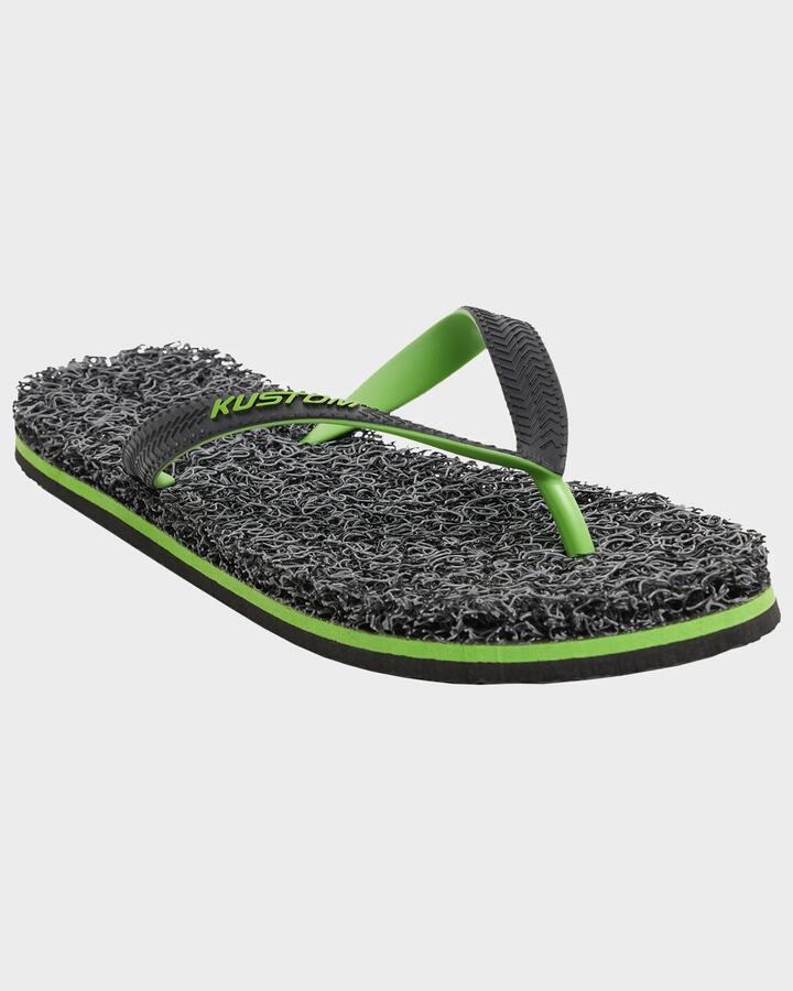 Image of Sandals. Product name - Kustom Mens Noodle Thongs Black/Green in Black/Green colour by brand - Kustom