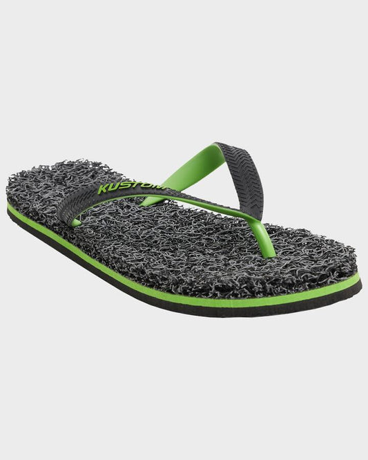 Image of Sandals. Product name - Kustom Mens Noodle Thongs Black/Green in Black/Green colour by brand - Kustom