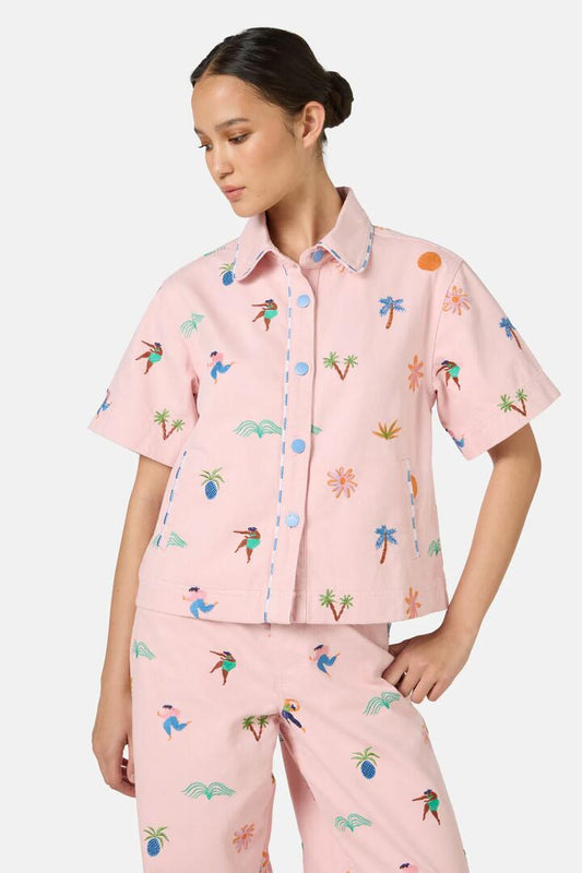 Image of Shirts. Product name - Hidden Paradise Shacket in Pink colour by brand - Gorman