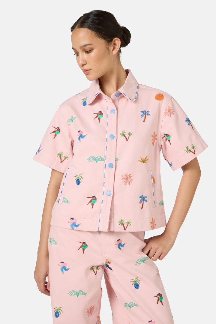 Image of Shirts. Product name - Hidden Paradise Shacket in Pink colour by brand - Gorman