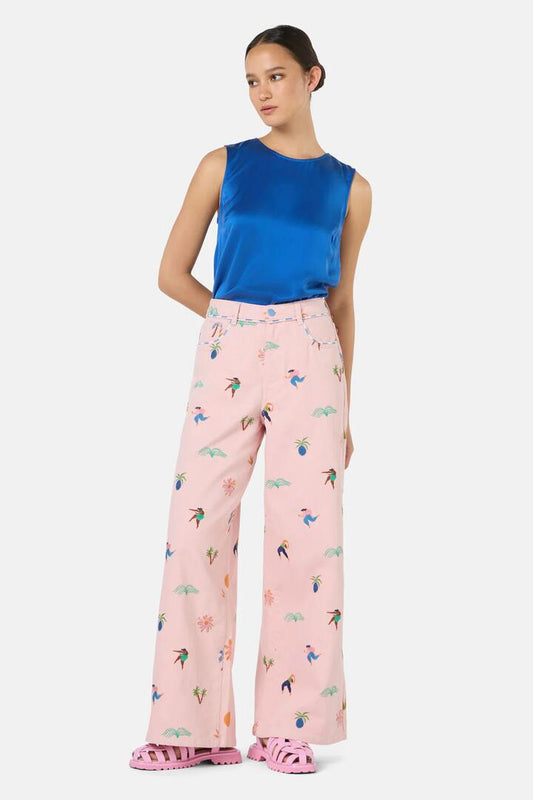 Image of a model wearing Denim. Productname: Hidden Paradise Jeans in Pink colour by brand - Gorman