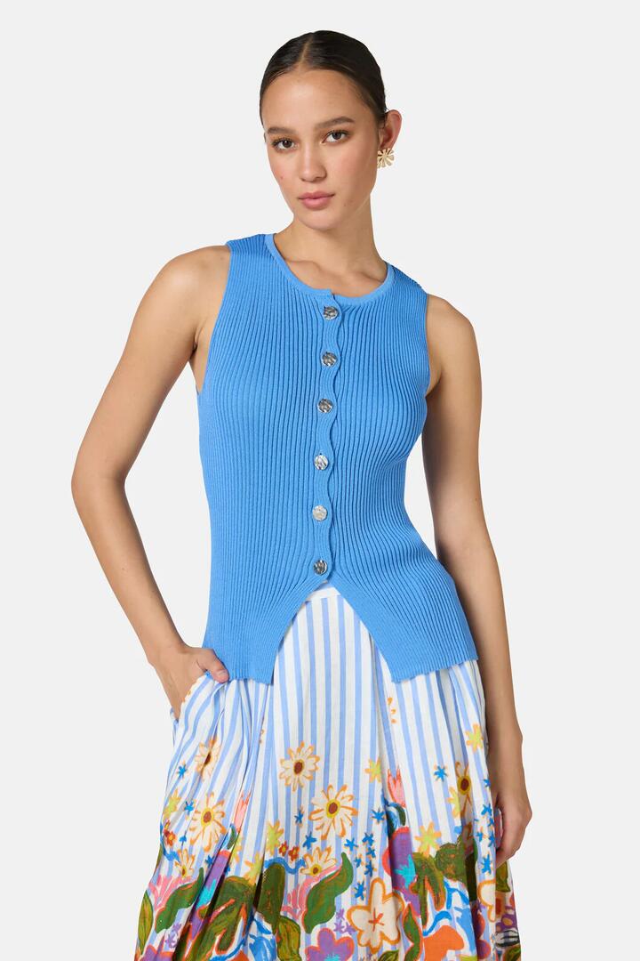 Image of Coats & Jackets. Product name - Candice Vest in Blue colour by brand - Gorman