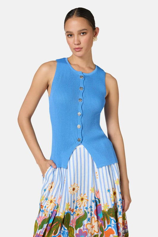 Image of Coats & Jackets. Product name - Candice Vest in Blue colour by brand - Gorman