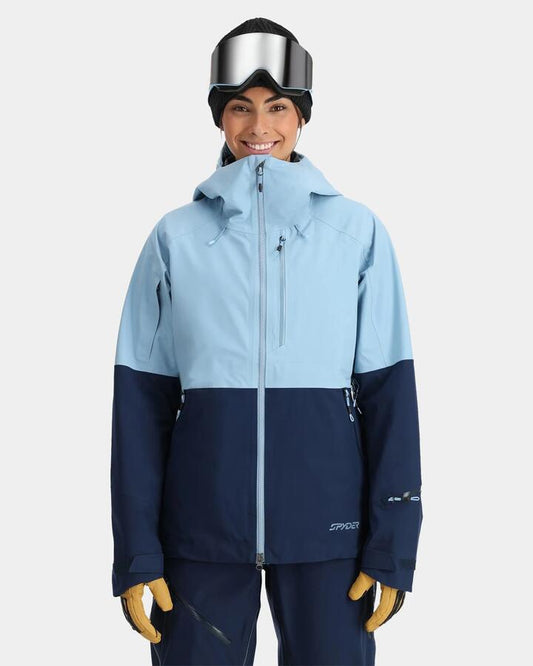 Image of a model wearing Outerwear. Productname: Spyder - Womens Solitare Shell Snow Jacket - True Navy - in True Navy colour by brand - Spyder
