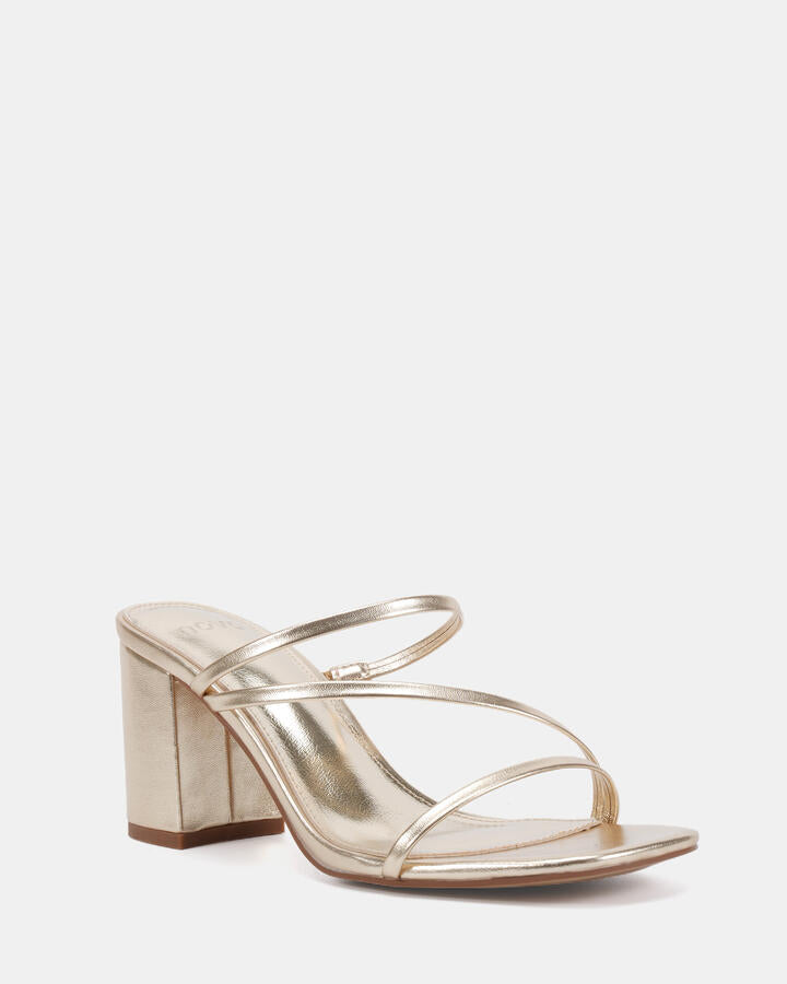 Image of Heels. Productname: Nata: Gold - Women's Strappy - High Heel in Metallic colour by brand - Novo