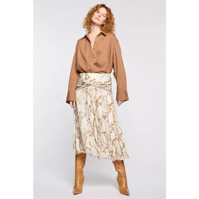 Image of a model wearing Skirts. Productname: Serpent Fever Skirt in PRINT colour by brand - sass and bide