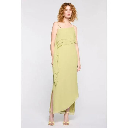 Image of a model wearing Dress. Productname: Mara Dress in PISTACHIO colour by brand - sass and bide