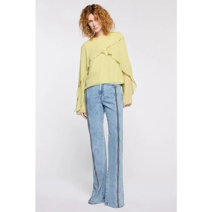 Image of a model wearing Tops. Productname: Mara Top in PISTACHIO colour by brand - sass and bide