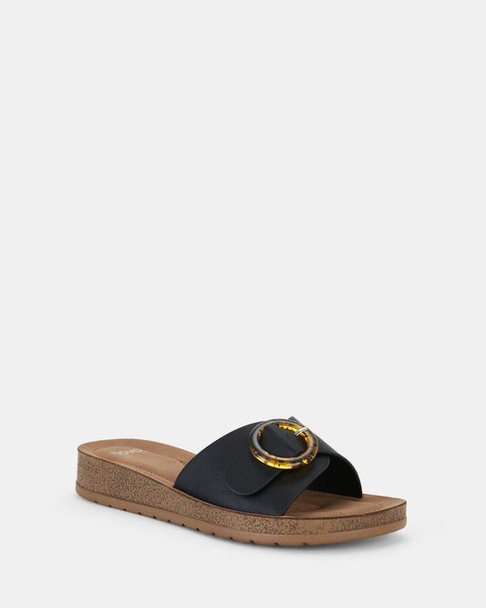 Image of Sandals. Product name - Raeleigh Black Sandals in Black colour by brand - Novo
