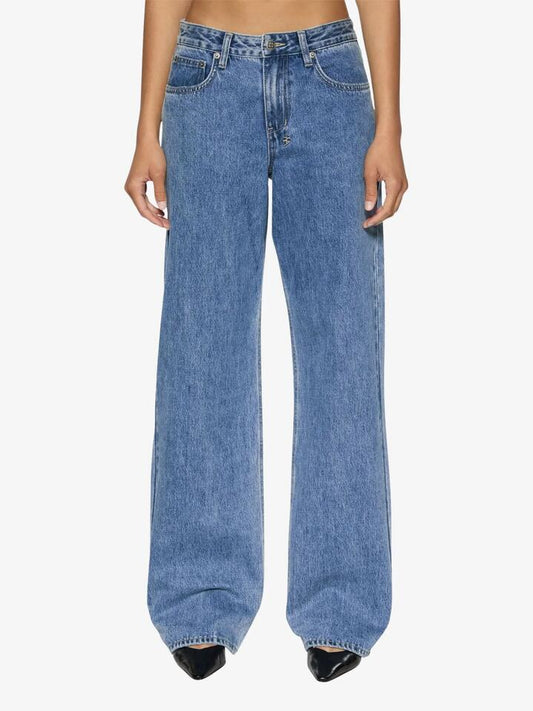 Image of a model wearing Denim. Productname: Ksubi Low Rider Heritage Jeans in Denim colour by brand - Ksubi