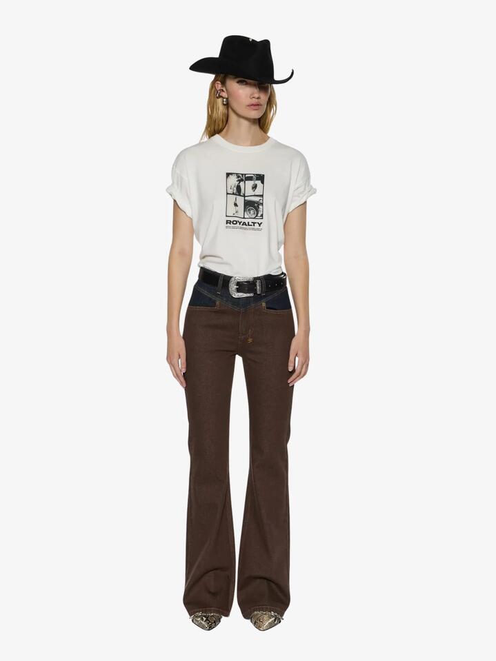 Image of a model wearing Denim. Productname: Ksubi Soho Jeans Original Spliced in Denim colour by brand - Ksubi
