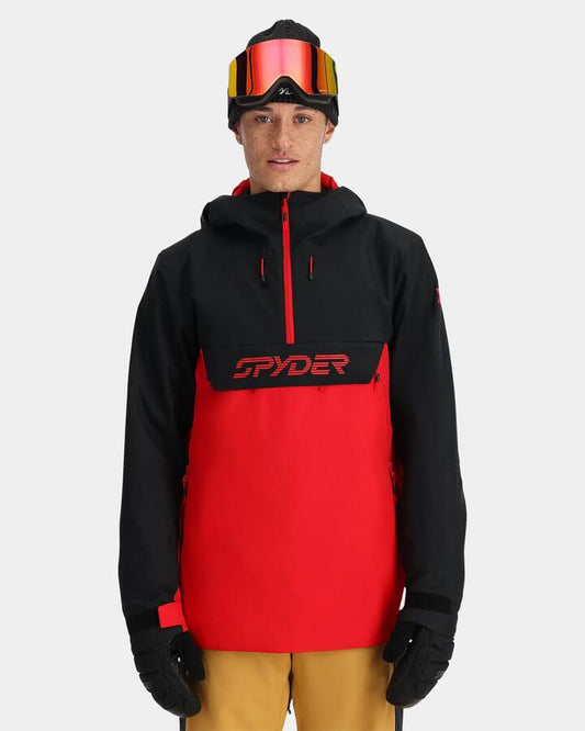 Image of a model wearing Outerwear. Productname: Spyder - Mens All Out Anorak Snow Jacket - Spyder Red - in Spyder Red colour by brand - Spyder