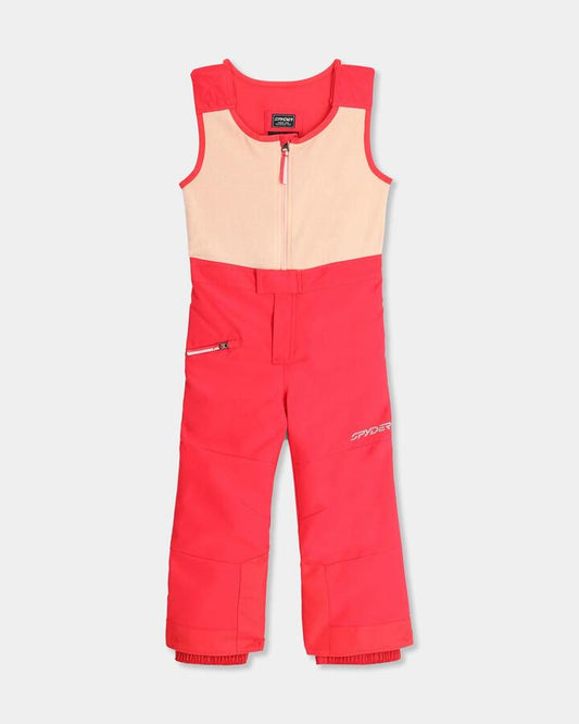 Image of a model wearing Pants. Productname: Spyder Boys 2-7 Expedition Bib Snow Pants Prism Pink - in Prism Pink colour by brand - Spyder