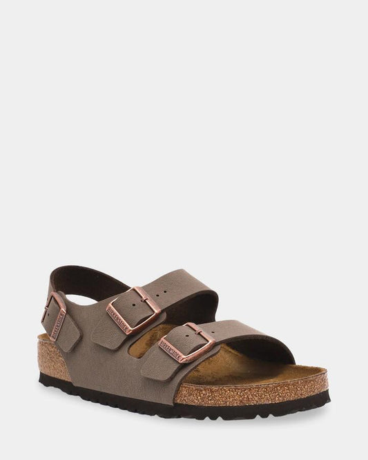 Image of Slippers. Productname: Birkenstock - Milano Buckled Slides - Mocha - in Mocha colour by brand - Birkenstock