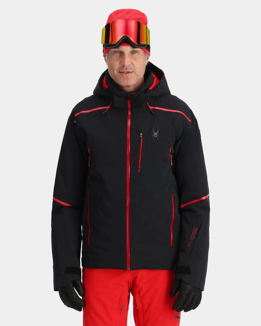Image of a model wearing Outerwear. Productname: Spyder - Mens Vanqysh Snow Jacket - Black - in Black colour by brand - Spyder