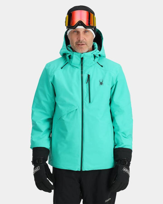 Image of a model wearing Outerwear. Productname: Spyder - Mens Tripoint Snow Jacket - Teal Green - in Teal Green colour by brand - Spyder