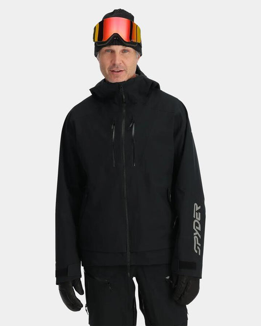 Image of a model wearing Outerwear. Productname: Spyder - Mens Sanction Shell Snow Jacket - Black - in Black colour by brand - Spyder