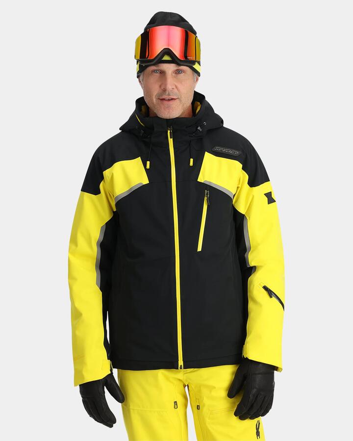 Image of Coats & Jackets. Product name - Spyder Mens Leader Snow Jacket Acid Yellow in Acid Yellow colour by brand - Spyder