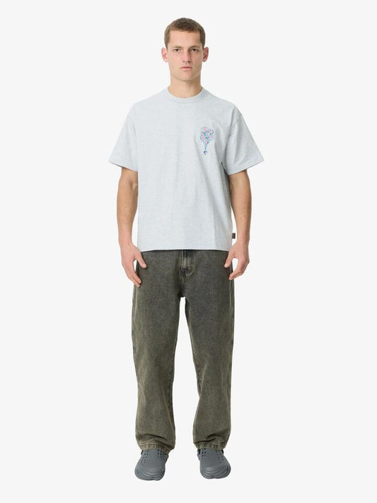 Image of a model wearing Tops. Productname: Weekend Cartel Balloon Tee in Ash Marle colour by brand - Weekend Cartel