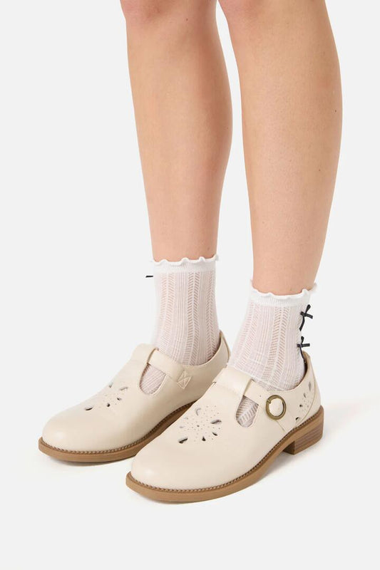 Image of Footwear. Productname: Cream Cut Out Shoe in Cream colour by brand - Princess Highway