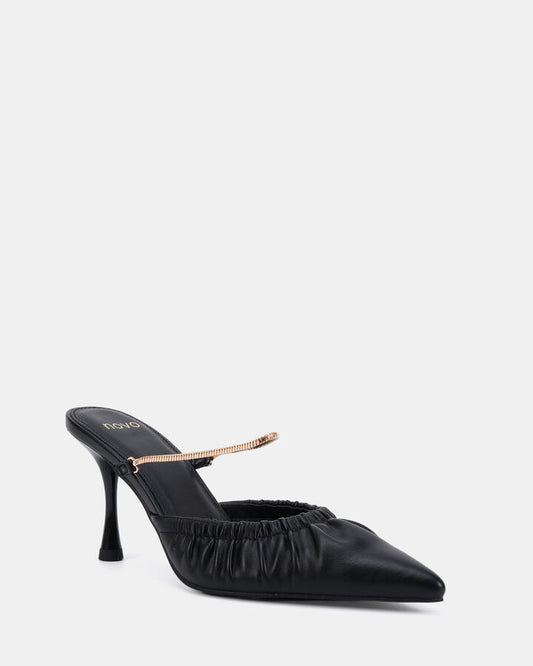 Image of Heels. Product name - Itzal Black Vegan Heels in Black colour by brand - Novo