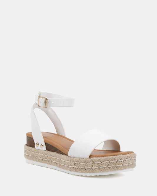 Image of Flats. Productname: TENZIN: WHITE - Women's Strappy - Flat in Multi colour by brand - Novo