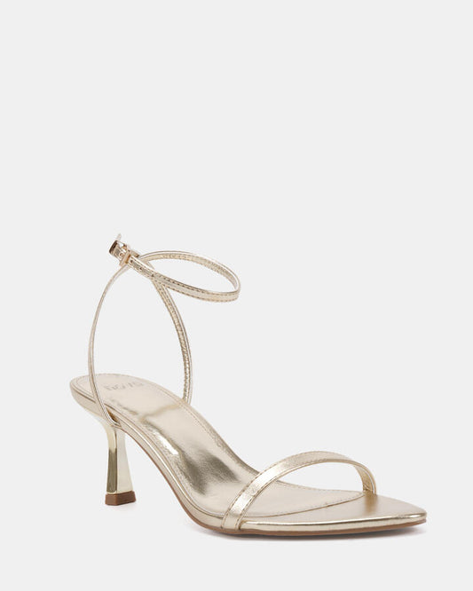 Image of Heels. Productname: Vaedas: Gold - Women's Strappy - Low Heel in Metallic colour by brand - Novo