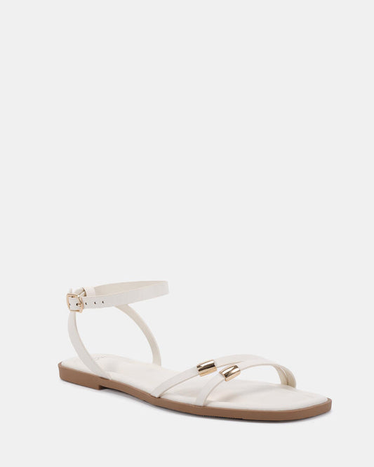 Image of Sandals. Product name - Tytan White Strappy Sandals in Multi colour by brand - Novo