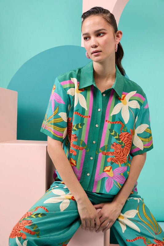 Image of a model wearing Tops. Productname: Dancing Playmates Shirt in Print colour by brand - Gorman