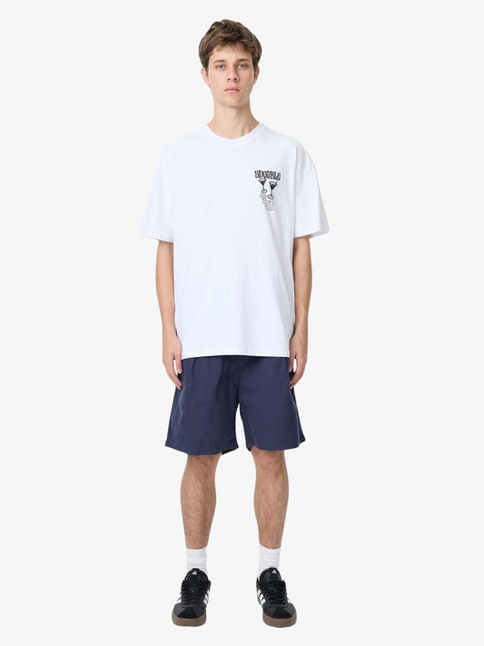Image of a model wearing Uniforms & Workwear. Productname: S-Double By Shawn Stussy Utility Elastic Workshort in Light Navy colour by brand - S-Double By Shawn Stussy