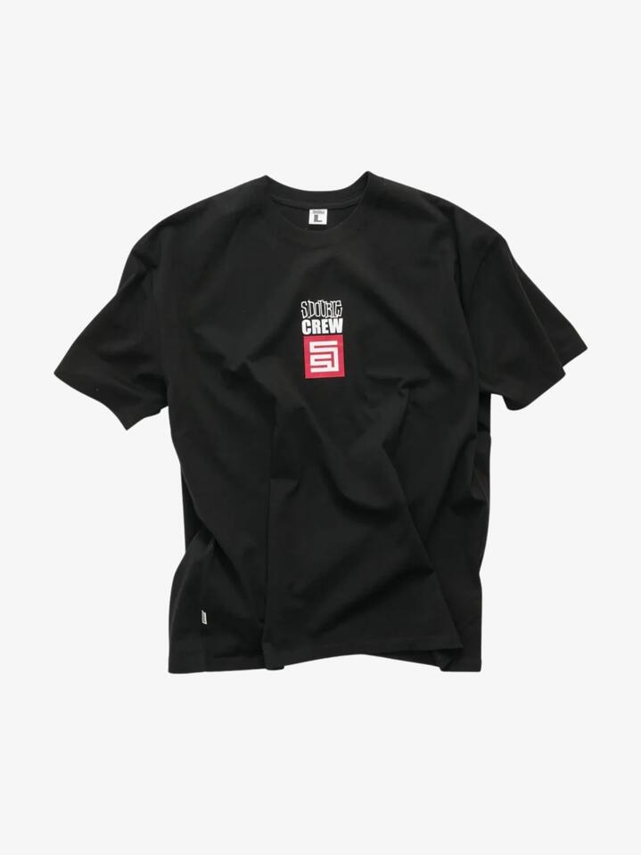 Image of a model wearing Shorts. Productname: S-Double Crew Short Sleeve Tee in Black colour by brand - S-Double