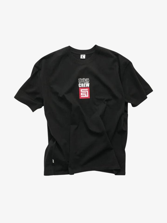Image of a model wearing Shorts. Productname: S-Double Crew Short Sleeve Tee in Black colour by brand - S-Double