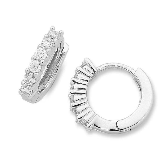 Image of Earrings. Productname: 9mm Sterling Silver Cubic Zirconia Hoop Earrings in Silver colour by brand - Bevilles