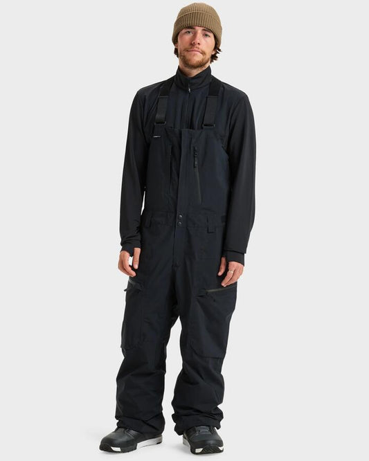 Image of a model wearing Pants. Productname: Quiksilver Mens Altostratus Street Gore-Tex Bib Snow Pants True Black - in True Black colour by brand - Quiksilver