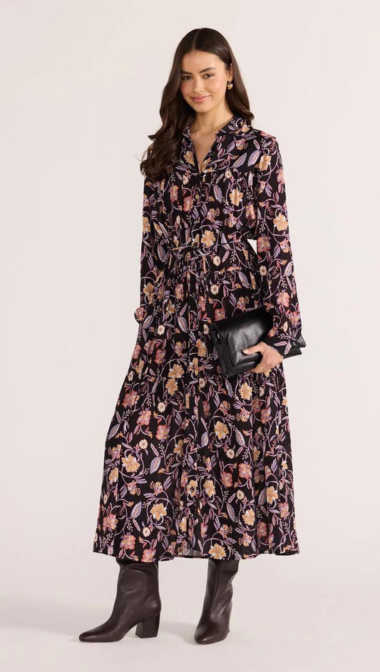 Image of Dresses. Product name - Regal Long Sleeve Midi Dress in Chintz colour by brand - MINKPINK