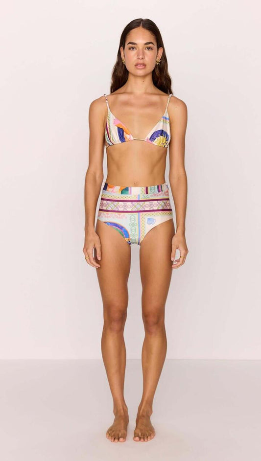 Image of Swimwear. Product name - High-Waist Bikini Pant in Multicolour Print in Paradiso colour by brand - MINKPINK