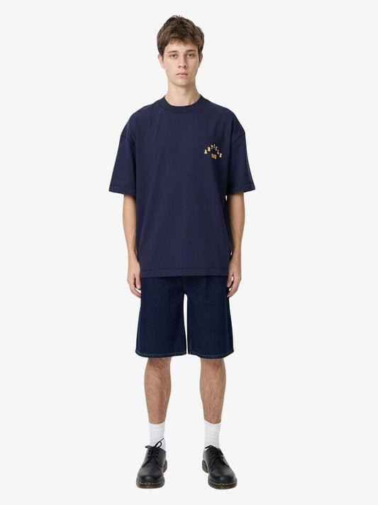 Image of a model wearing Tops. Productname: Article One Wolfpack Tee in Navy colour by brand - Article One