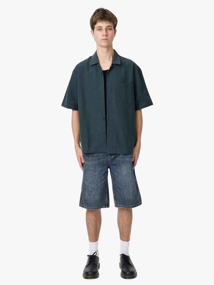 Image of a model wearing Tops. Productname: Article One Whelan Shirt in Sea Green colour by brand - Article One