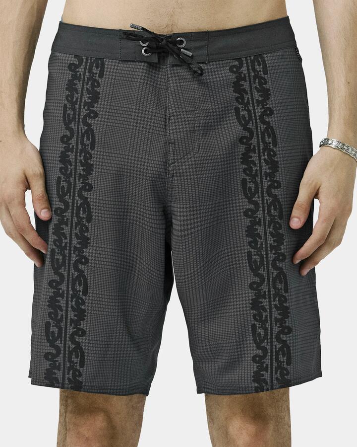 Image of Swimwear. Productname: Former Mens Anderson Plaid 18.5" Boardshorts Grey - in Grey colour by brand - Former