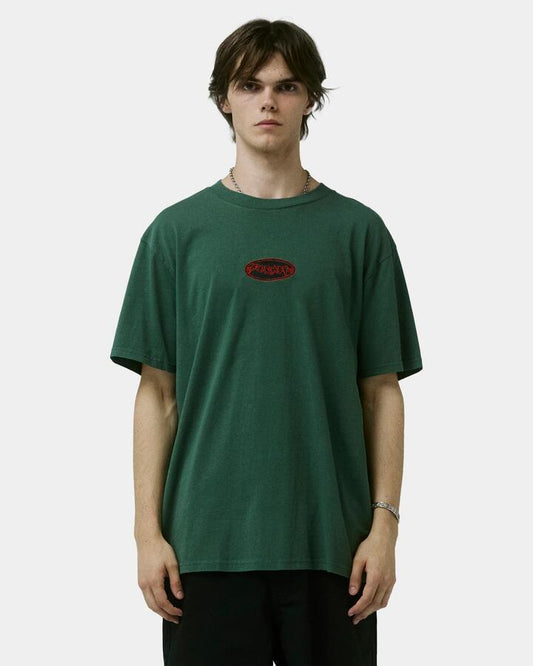 Image of a model wearing Tops. Productname: Former Mens Flatline T-Shirt Green - in Green colour by brand - Former