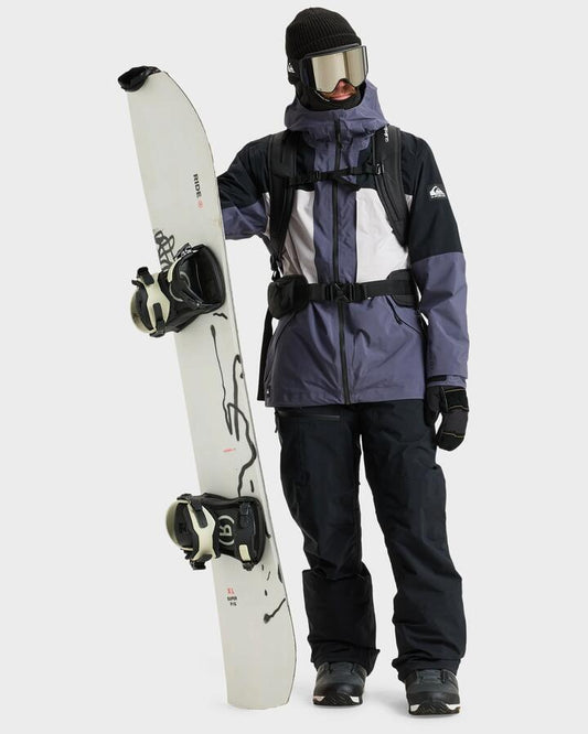 Image of a model wearing Outerwear. Productname: Quiksilver Mens Forever Stretch Gore-Tex Snow Jacket Graystone - in Graystone colour by brand - Quiksilver