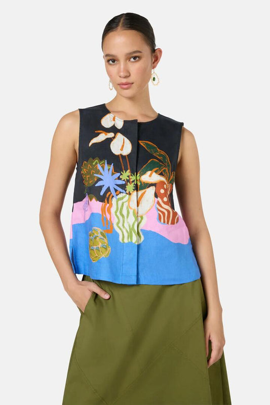 Image of a model wearing Tops. Productname: Natural Form Tank Top in Print colour by brand - Gorman