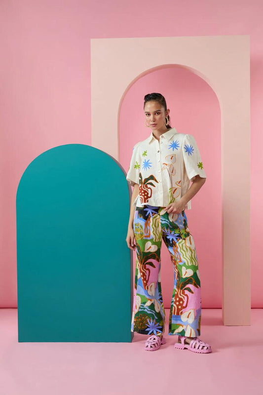 Image of a model wearing Pants. Productname: Natural Form Culotte in Print colour by brand - Gorman