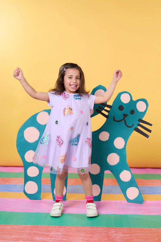 Image of Dresses. Productname: Leopard Sequins Kids Dress in Lilac colour by brand - Gorman