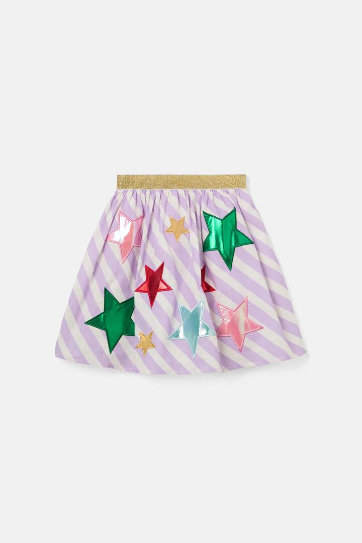 Image of a model wearing Skirts. Product name - Star Stripe Kids Skirt in Multi colour by brand - Gorman